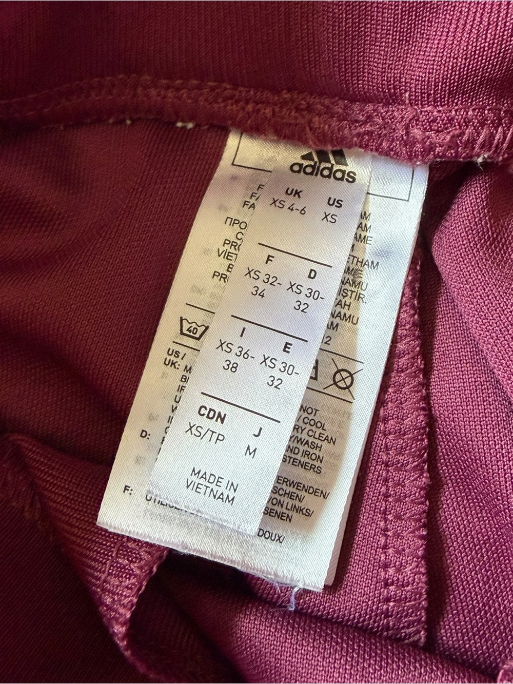 Adidas Track Pants Kids XS Burgundy Striped Hem Athletic Sweatpants - Picture 2 of 12